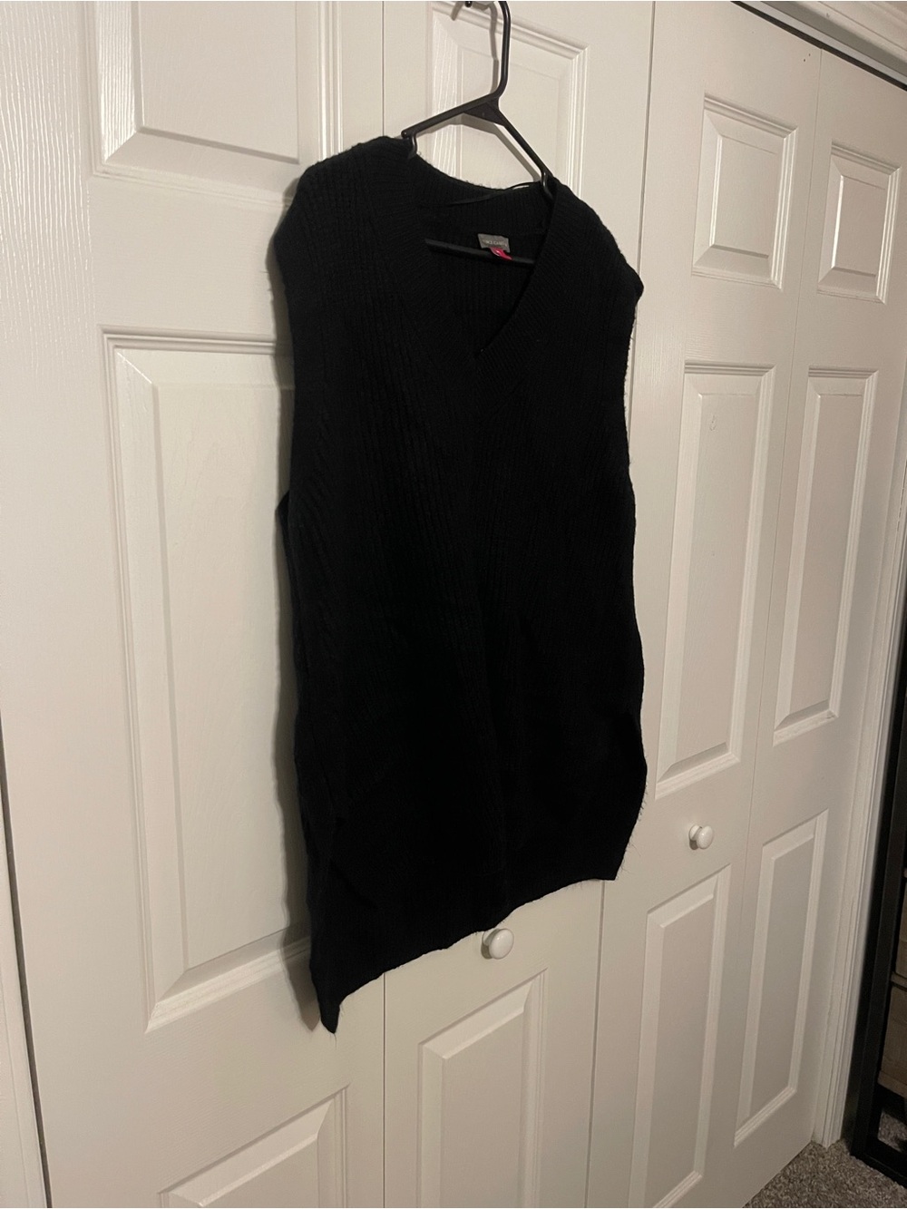 Black V-Neck Cable Knit Sweater Vest